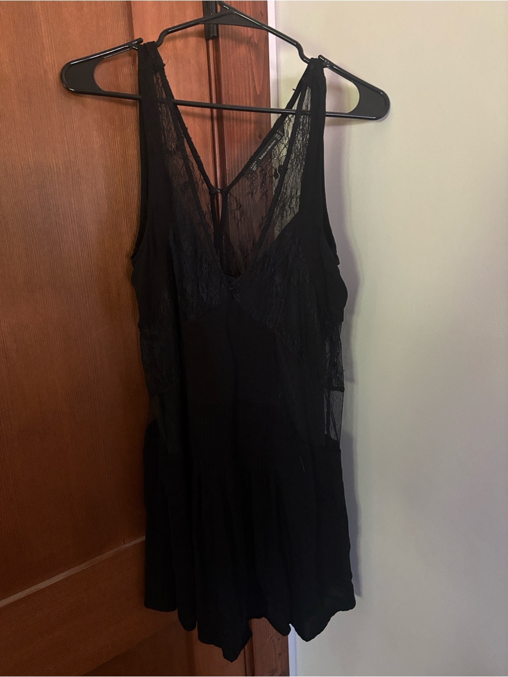 Zara Black Lace-Trim Slip Romper